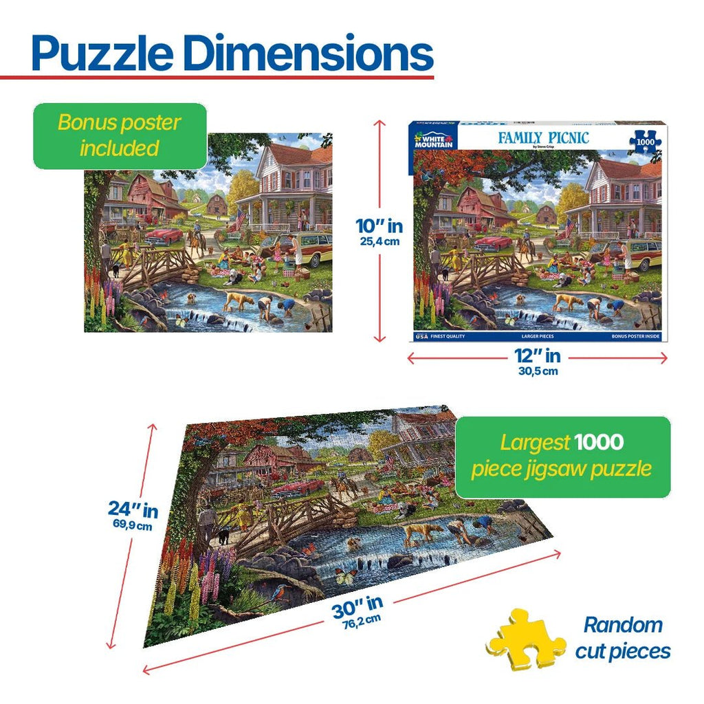 1000 Piece Jigsaw Puzzle - Family Picnic (1992pz) – White Mountain