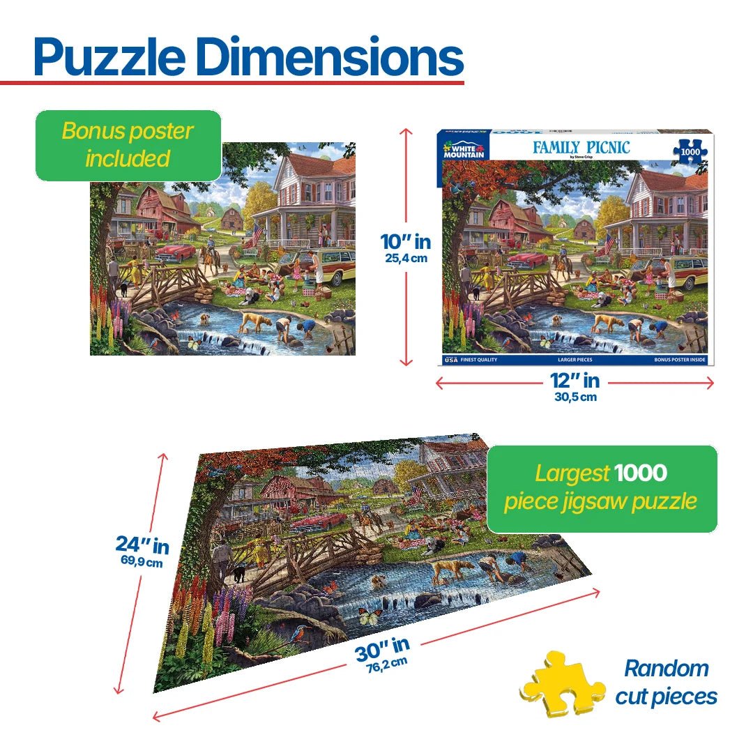 1000 Piece Jigsaw Puzzle - Family Picnic (1992pz) – White Mountain