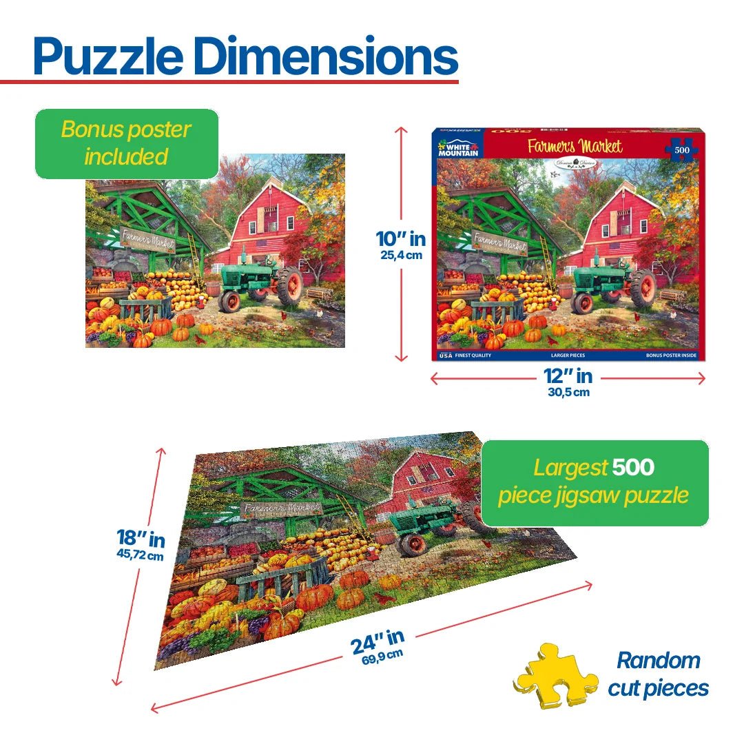 Farmer's Market - 500 Piece Jigsaw Puzzle – White Mountain Puzzles