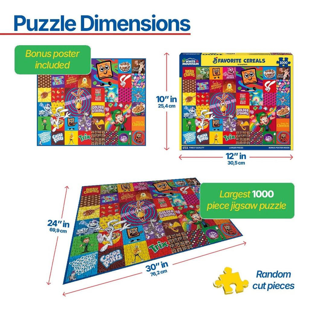 1000 Piece Jigsaw Puzzle - Favorite Cereals (2074pz) – White