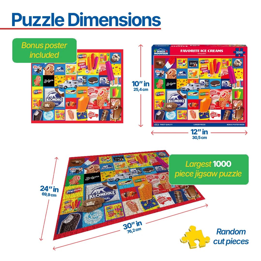 1000 Piece Jigsaw Puzzle - Favorite Ice Creams (2103pz) – White