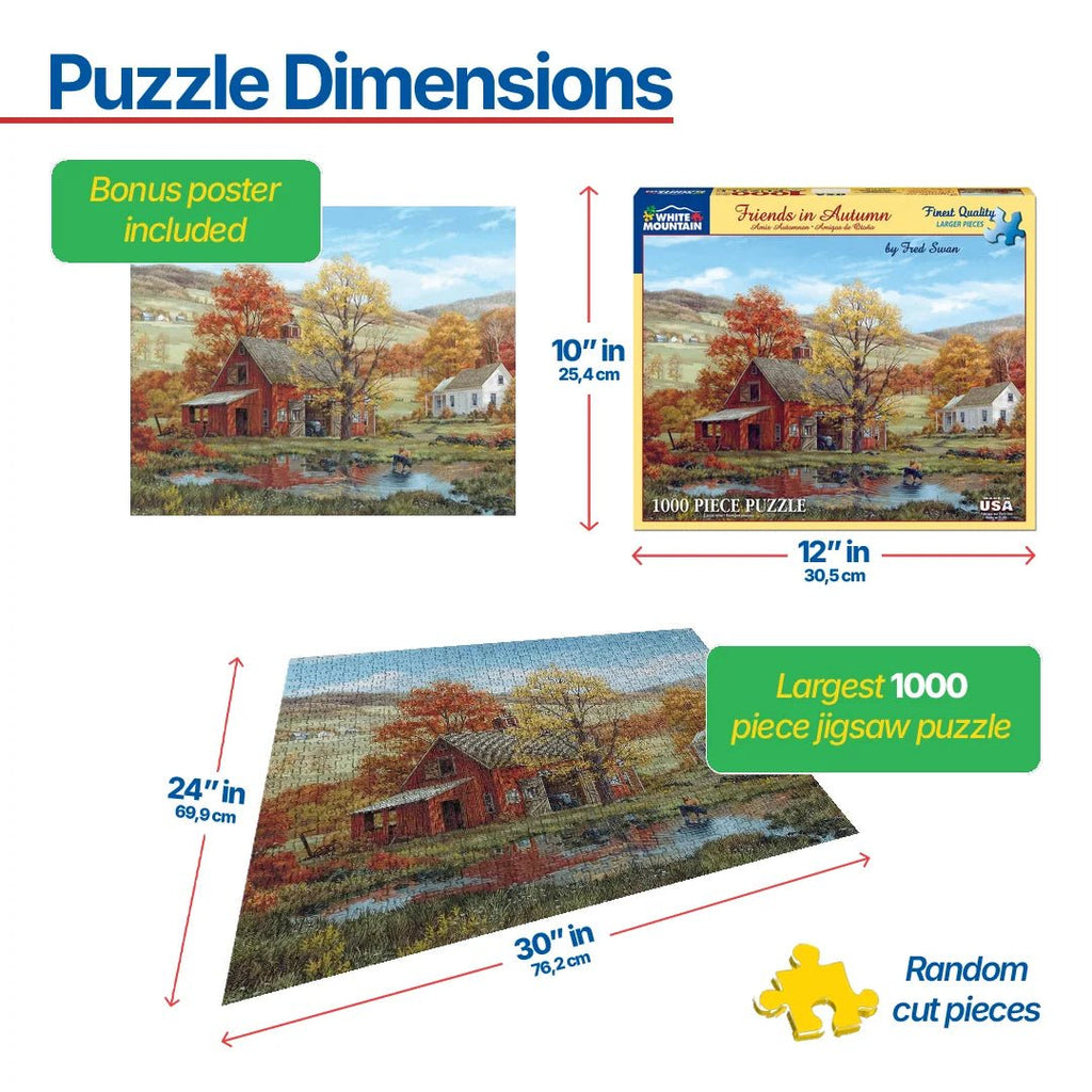 1000 Piece Jigsaw Puzzle - Friends in Autumn – White Mountain Puzzles