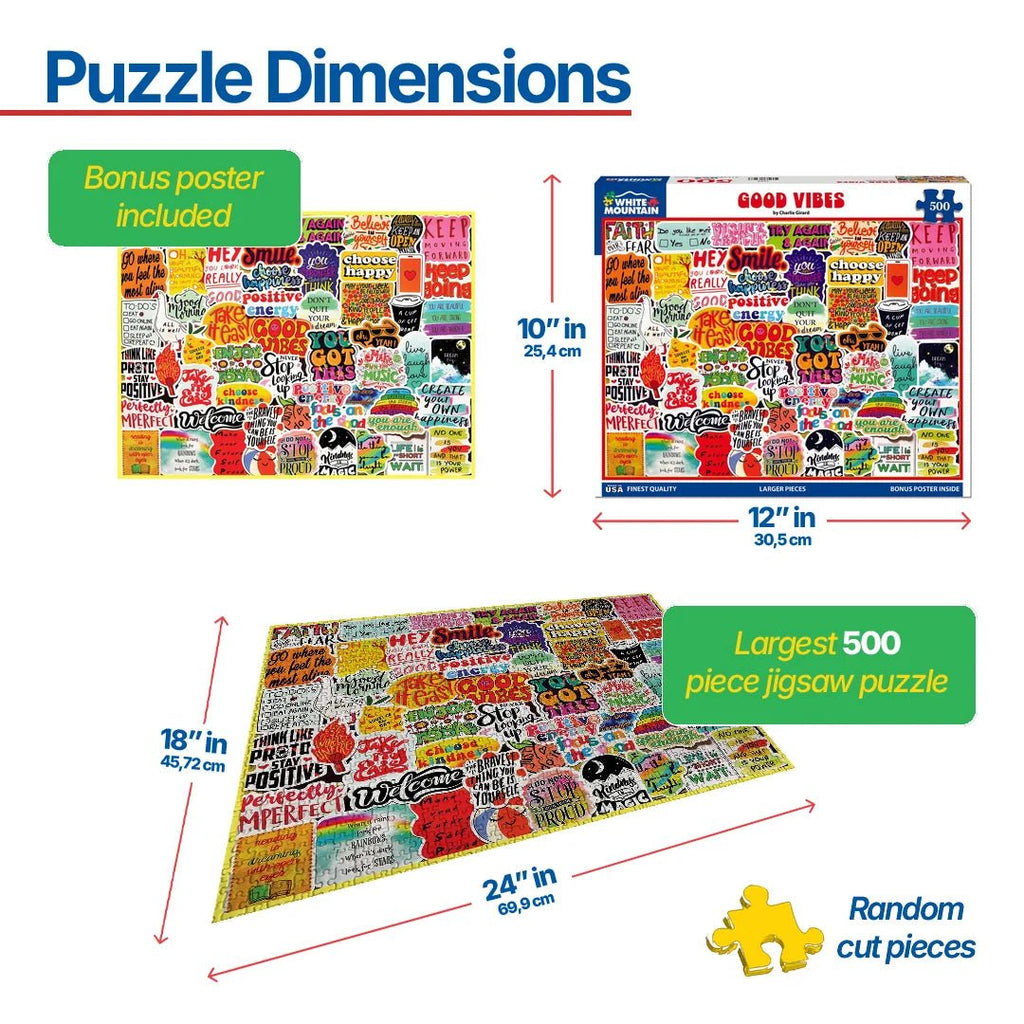 500 Piece Jigsaw Puzzle - Good Vibes (1999pz) – White Mountain Puzzles