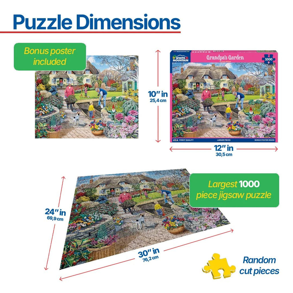 1000 Piece Jigsaw Puzzle - Grandpa's Garden – White Mountain Puzzles