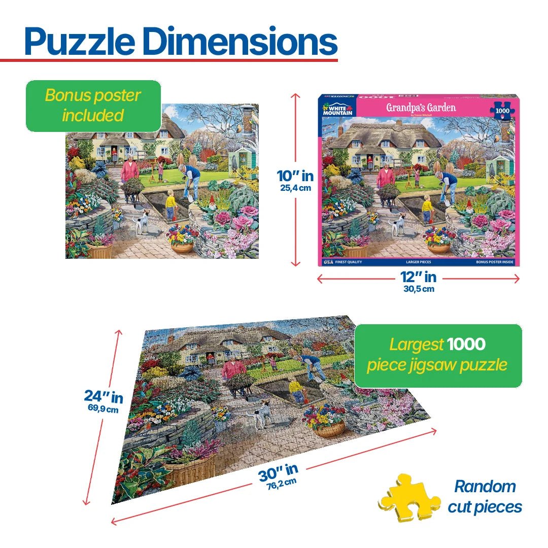 1000 Piece Jigsaw Puzzle - Grandpa's Garden – White Mountain Puzzles