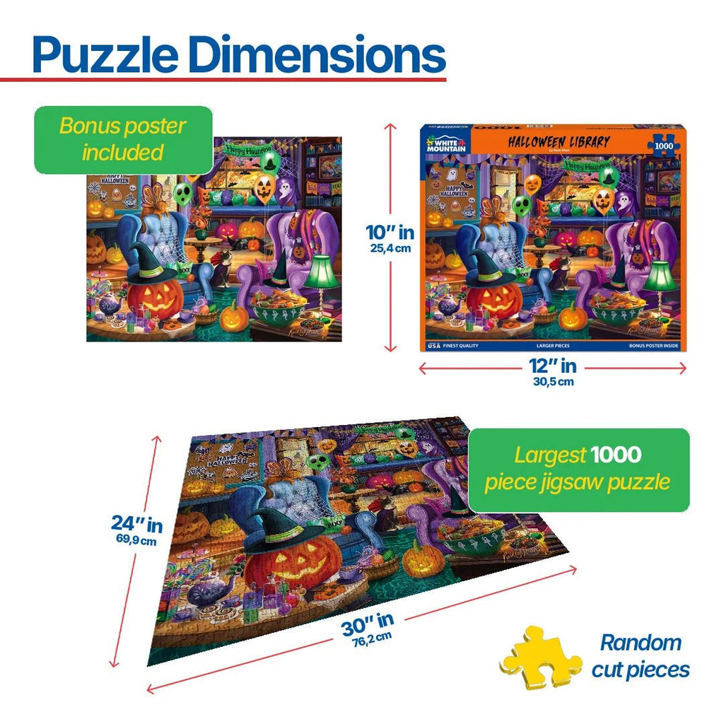 1000 Piece Jigsaw Puzzle - Halloween Library (2125pz) – White