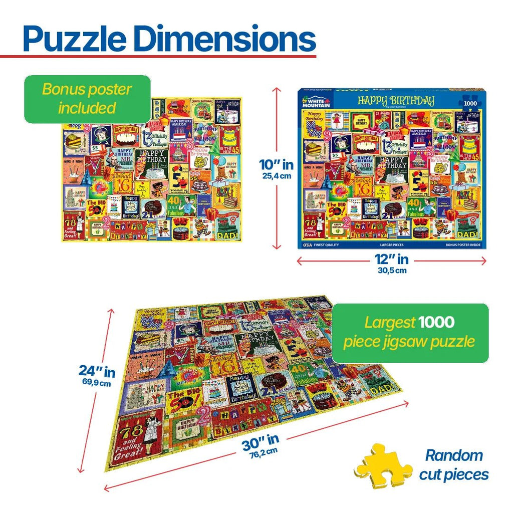 1000 Piece Jigsaw Puzzle - Happy Birthday (1988pz) – White