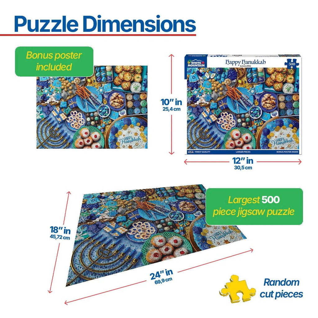 500 Piece Jigsaw Puzzle - Happy Hanukkah (2016pz) – White Mountain