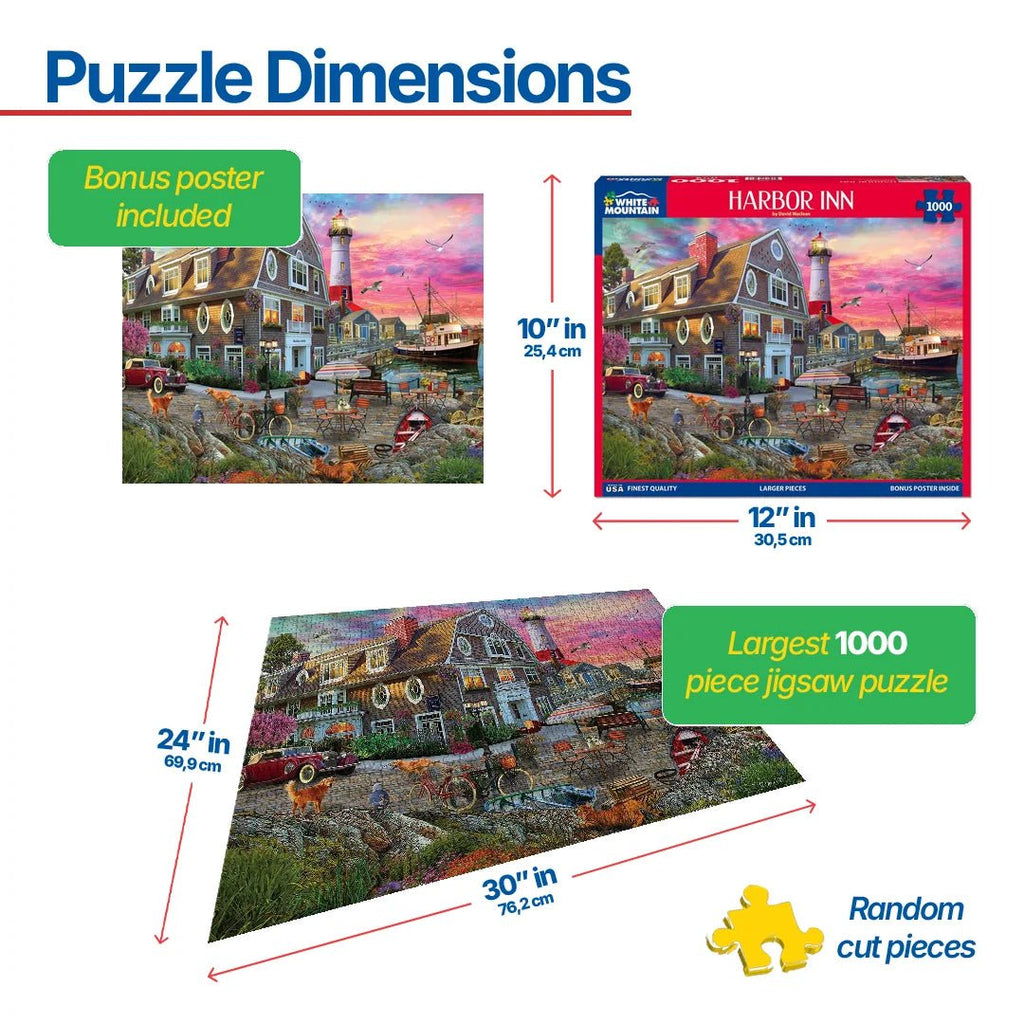 1000 Piece Jigsaw Puzzle - Harbor Inn – White Mountain Puzzles