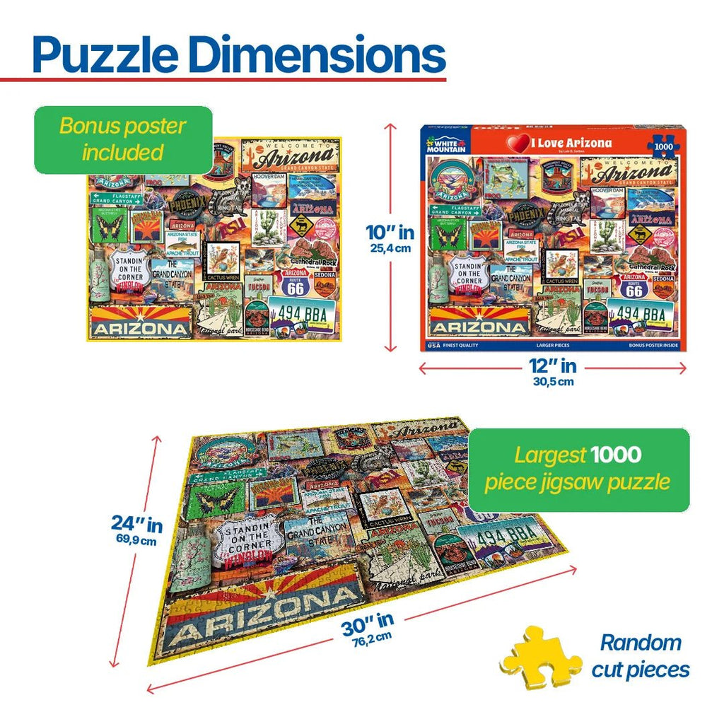1000 Piece Jigsaw Puzzle - I Love Arizona (1980pz) – White