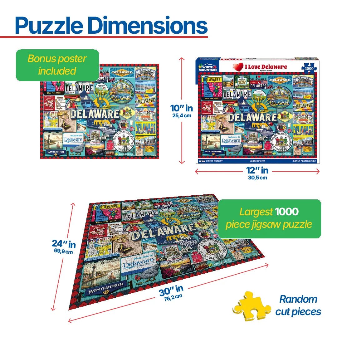 市川一　白馬 1000 Piece Jigsaw Puzzle - I Love Delaware (2108pz) – White