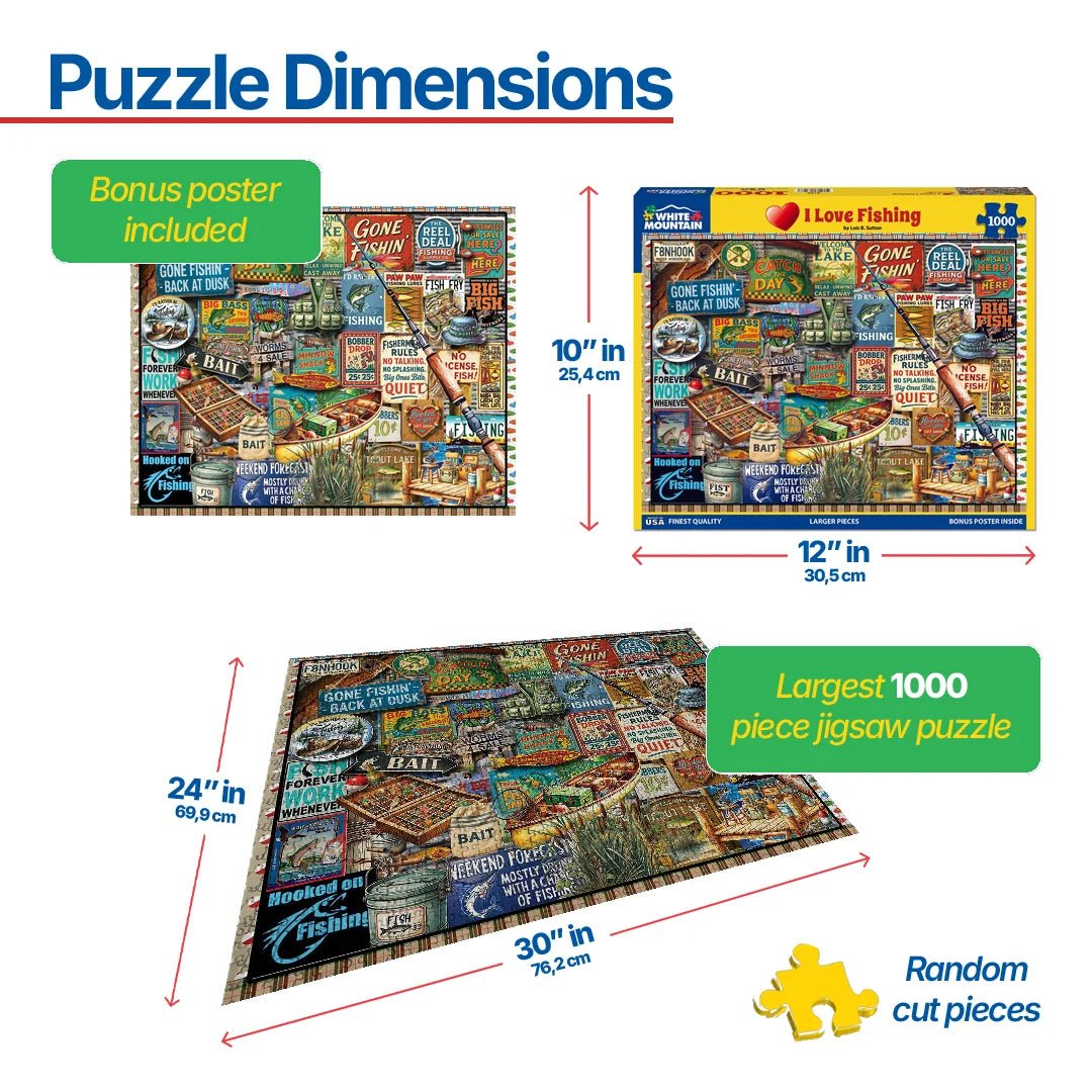 1000 Piece Jigsaw Puzzle - I Love Fishing (2169pz) – White