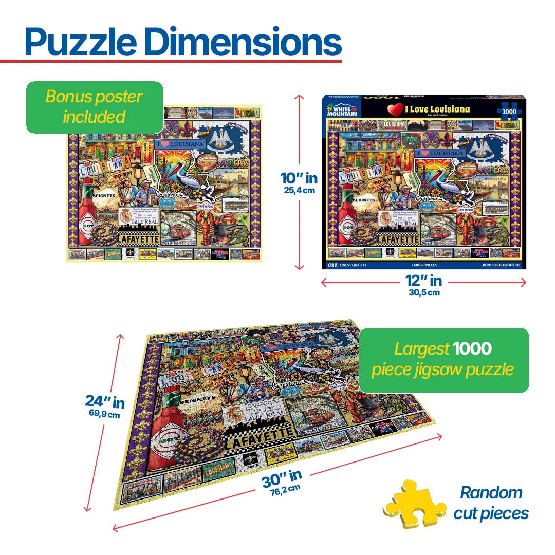 1000 Piece Jigsaw Puzzle - I Love Louisiana (2076pz) – White