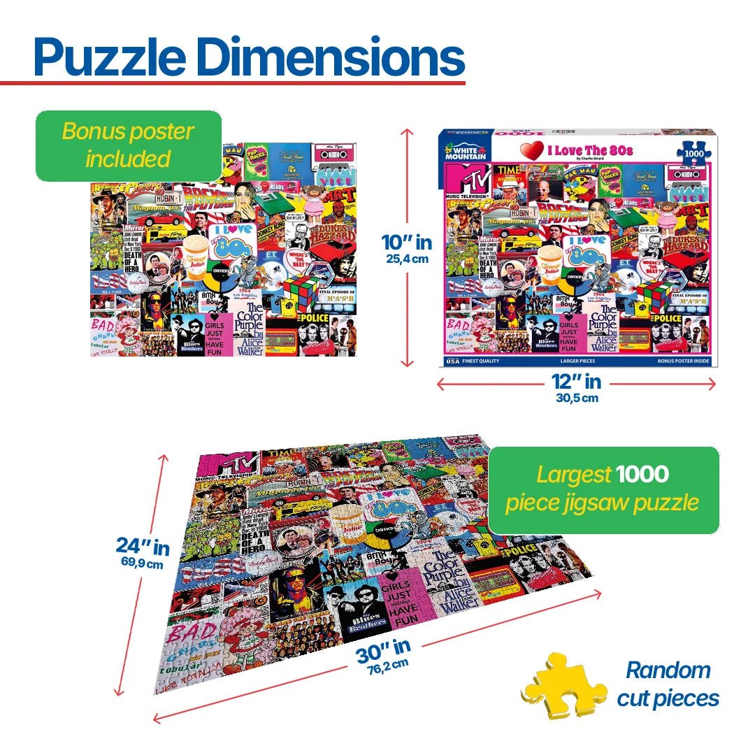 1000 Piece Jigsaw Puzzle - I Love the 1980's – White Mountain Puzzles