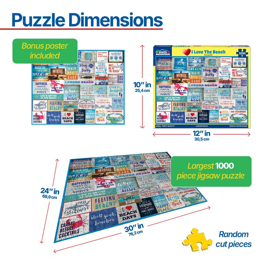浜の白熊 1000 Piece Jigsaw Puzzle - I Love The Beach (2073pz) – White