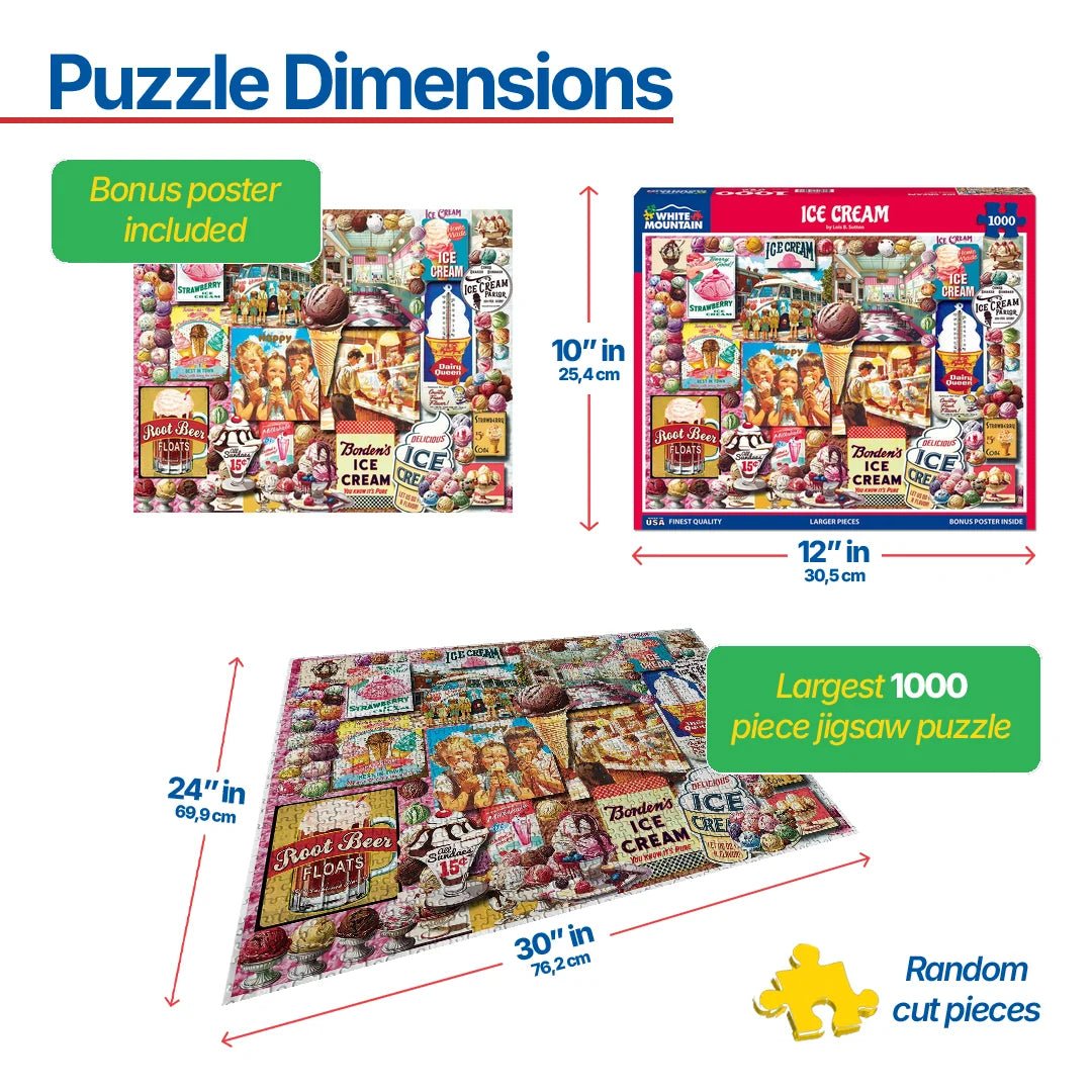 1000 Piece Jigsaw Puzzle - Ice Cream (2026pz) – White Mountain Puzzles