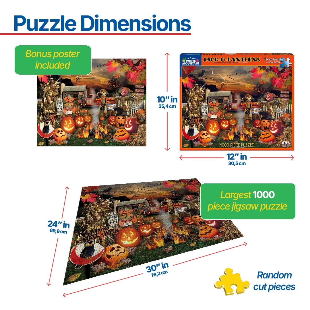 1000 Piece Jigsaw Puzzle - Jack O Lanterns – White Mountain Puzzles