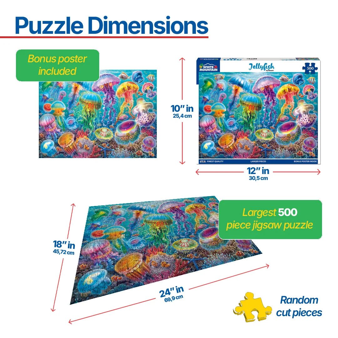 500 Piece Jigsaw Puzzle - Jellyfish (2065pz) – White Mountain Puzzles