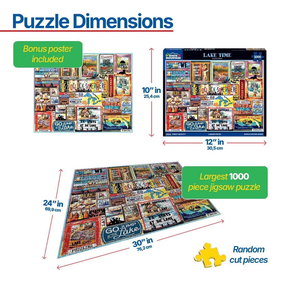 1000 Piece Jigsaw Puzzle - Lake Time (1952pz) – White Mountain Puzzles