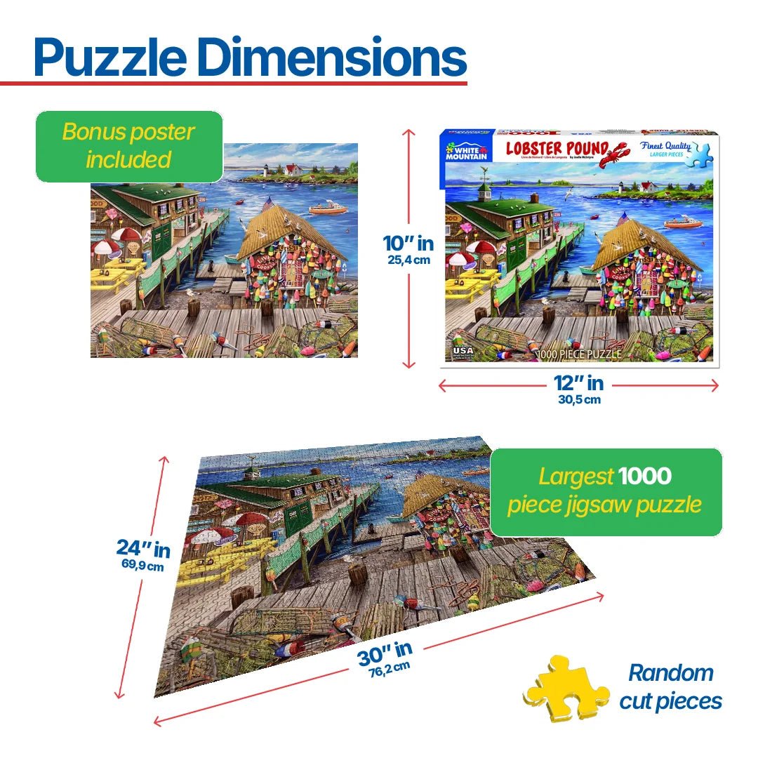 1000 Piece Jigsaw Puzzle - Lobster Pound – White Mountain Puzzles
