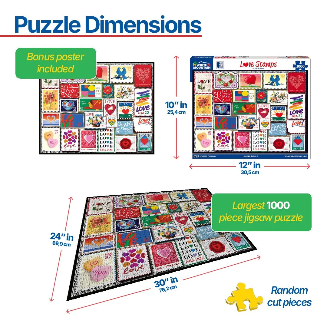 1000 Piece Jigsaw Puzzle - Love Stamps – White Mountain Puzzles