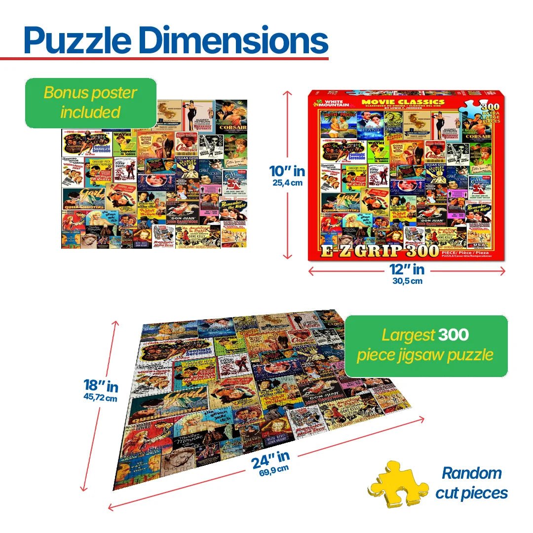 Movie Classics - 300 Piece Jigsaw Puzzle for Adults – White