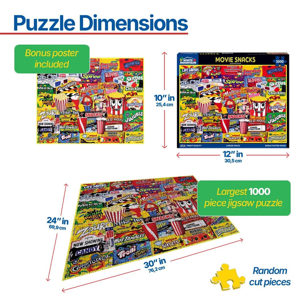 1000 Piece Jigsaw Puzzle - Movie Snacks (1884pz) – White Mountain