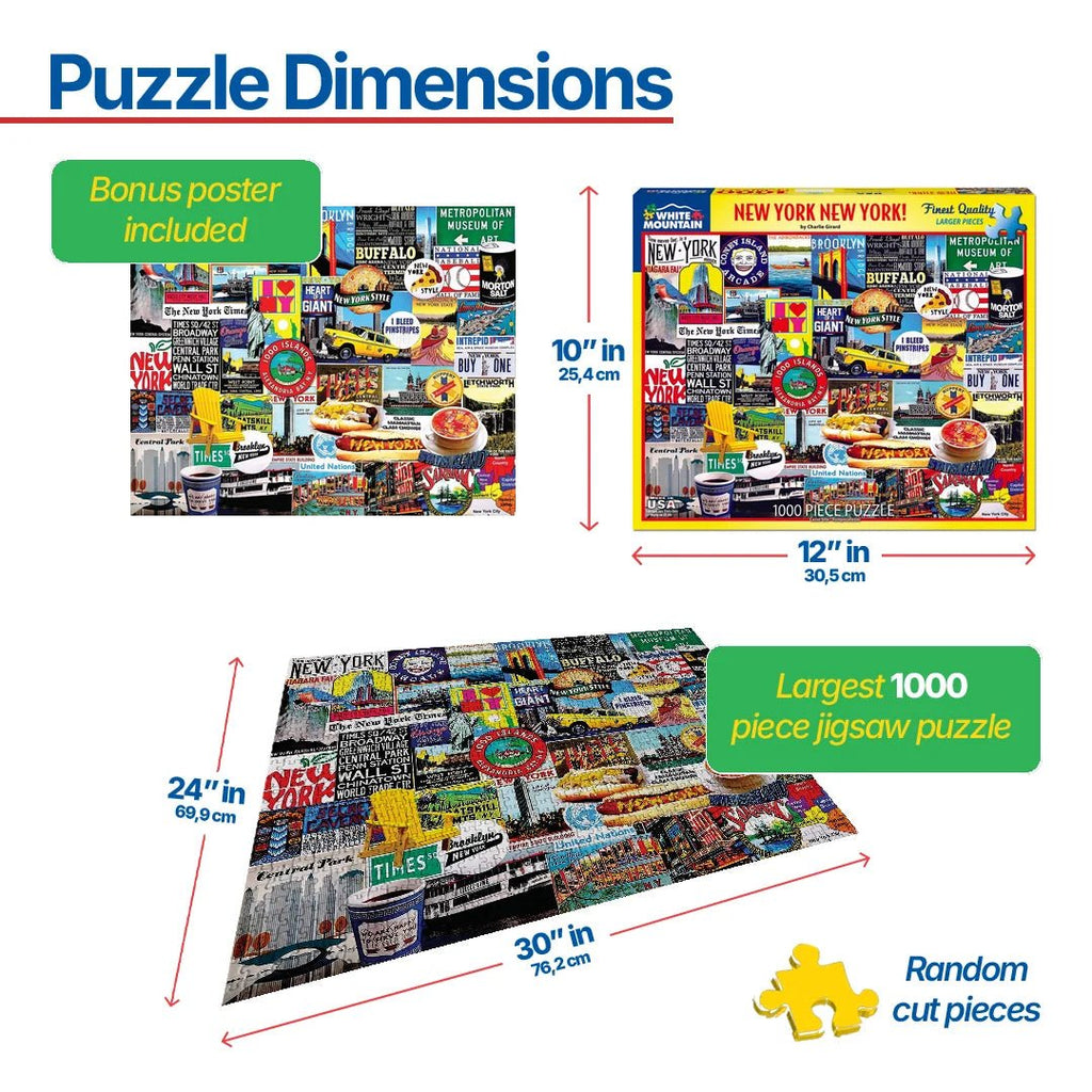 1000 Piece Jigsaw Puzzle - New York New York – White Mountain Puzzles