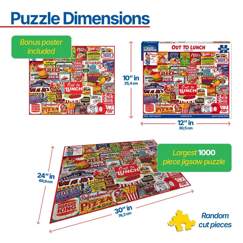 1000 Piece Jigsaw Puzzle - Out To Lunch – White Mountain Puzzles