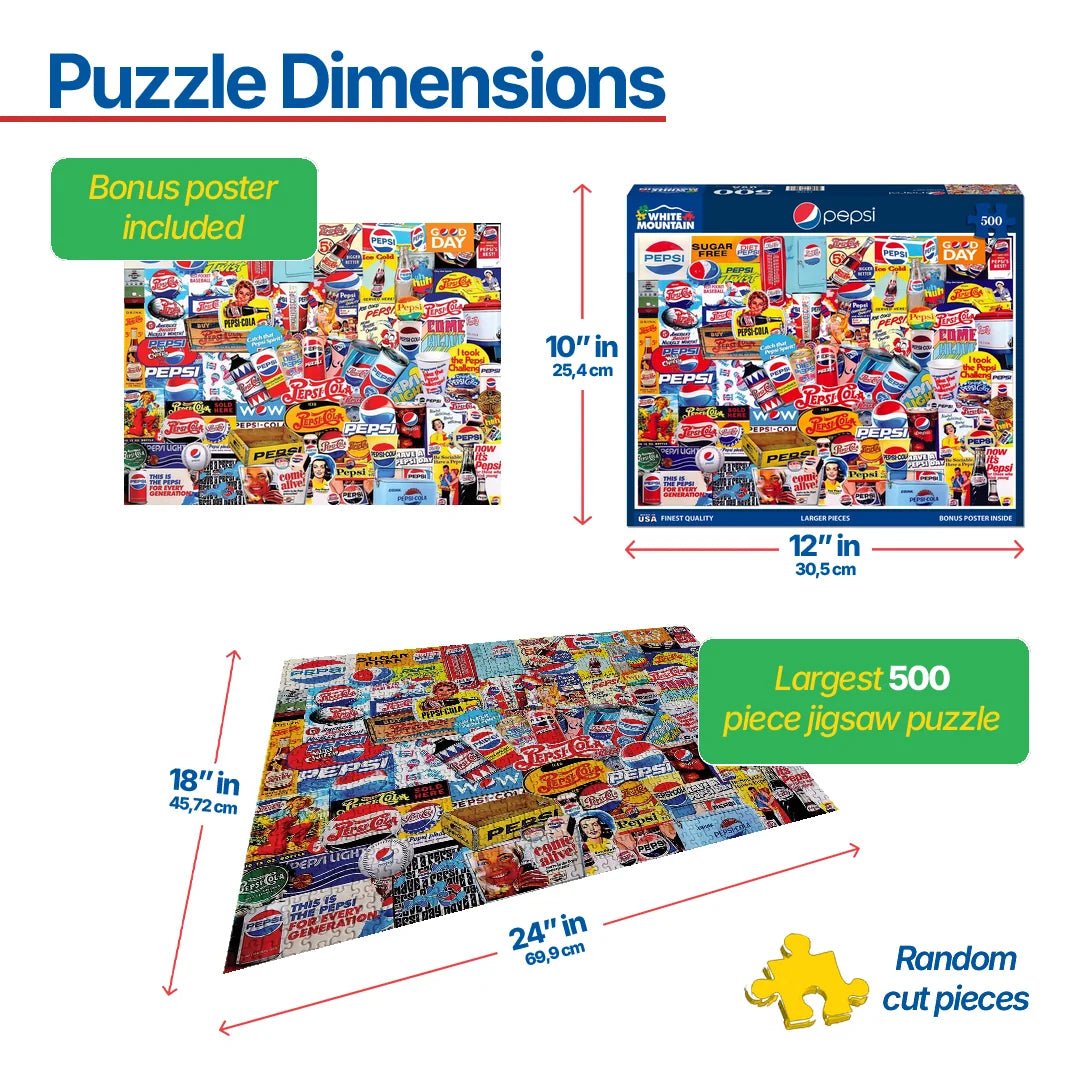 Pepsi - 500 Piece Jigsaw Puzzle for Adults – White Mountain Puzzles Pepsi - 500 Piece Jigsaw Puzzle for Adults – White Mountain Puzzles