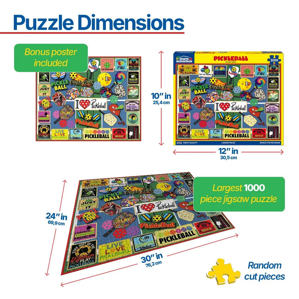 1000 Piece Jigsaw Puzzle - Pickleball – White Mountain Puzzles