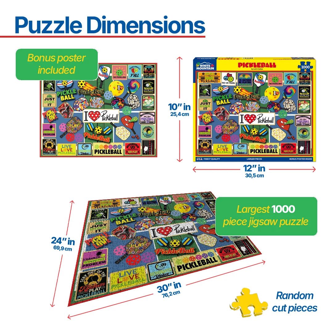 1000 Piece Jigsaw Puzzle - Pickleball – White Mountain Puzzles