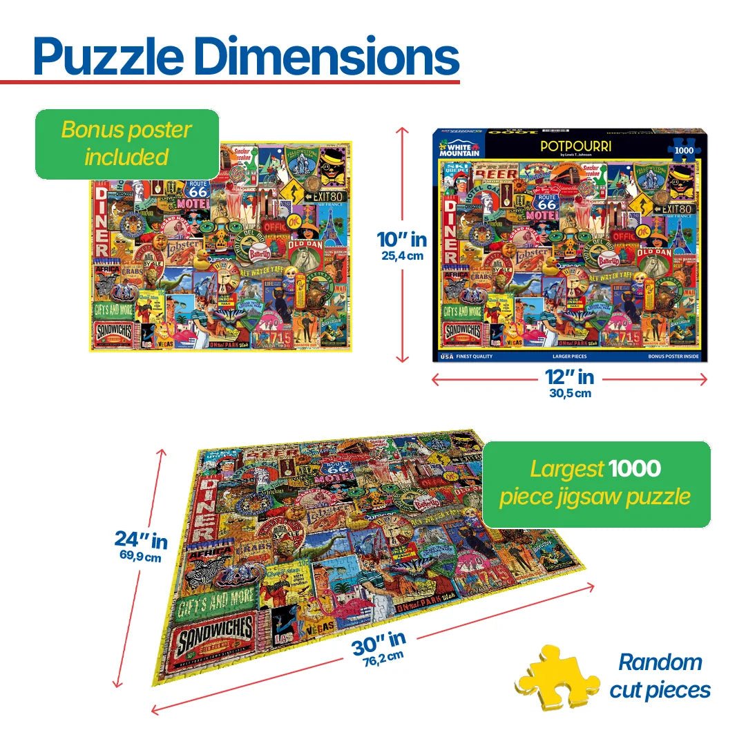 1000 Piece Jigsaw Puzzle - Potpourri – White Mountain Puzzles