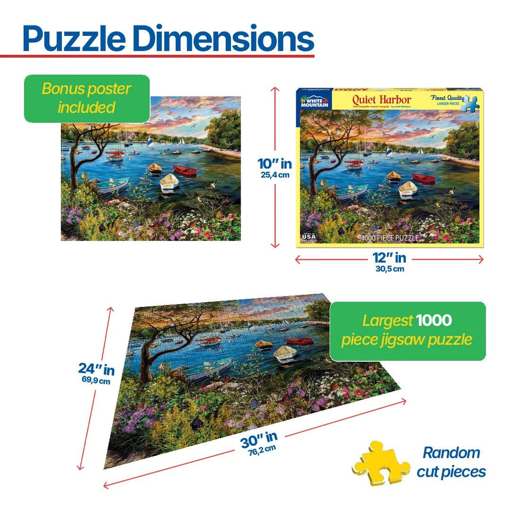 1000 Piece Jigsaw Puzzle - Quiet Harbor – White Mountain Puzzles