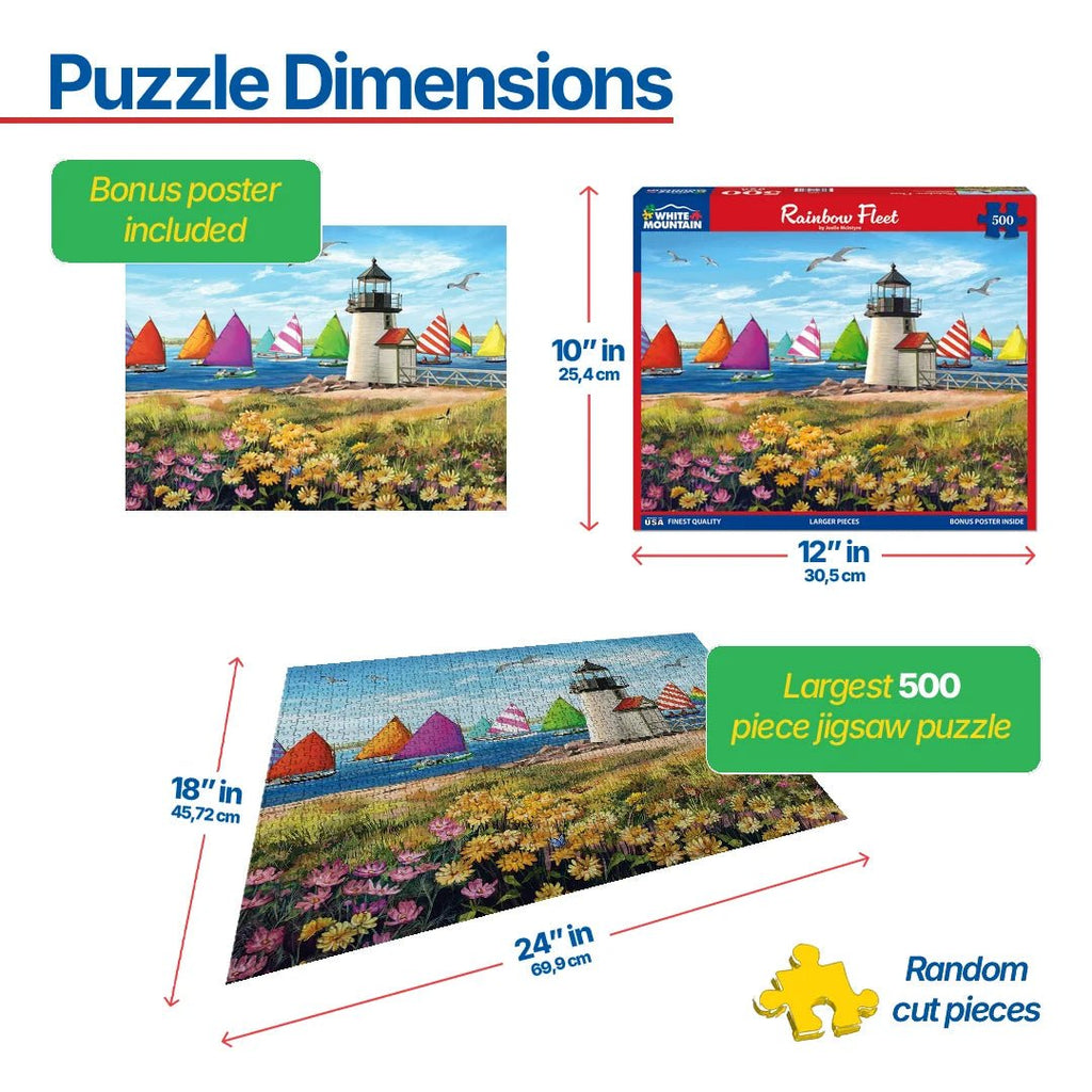 500 Piece Jigsaw Puzzle - Rainbow Fleet – White Mountain Puzzles