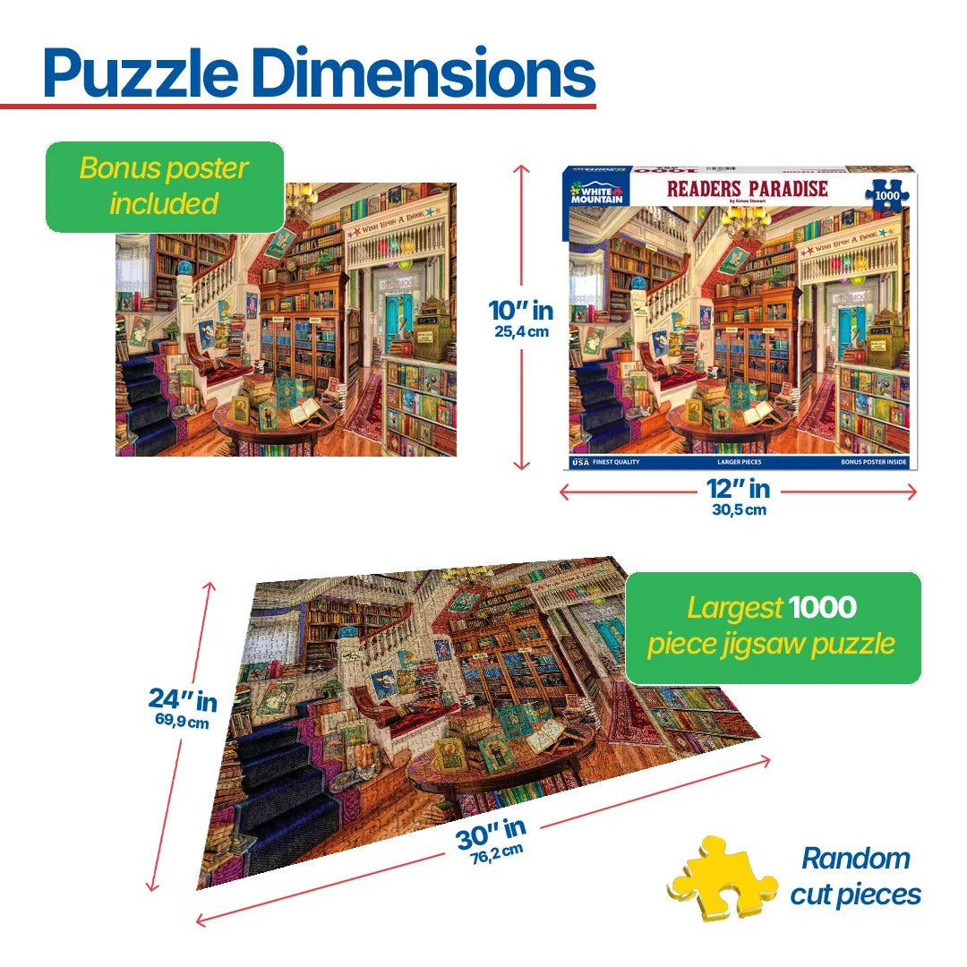 1000 Piece Jigsaw Puzzle for Adults - Readers Paradise – White
