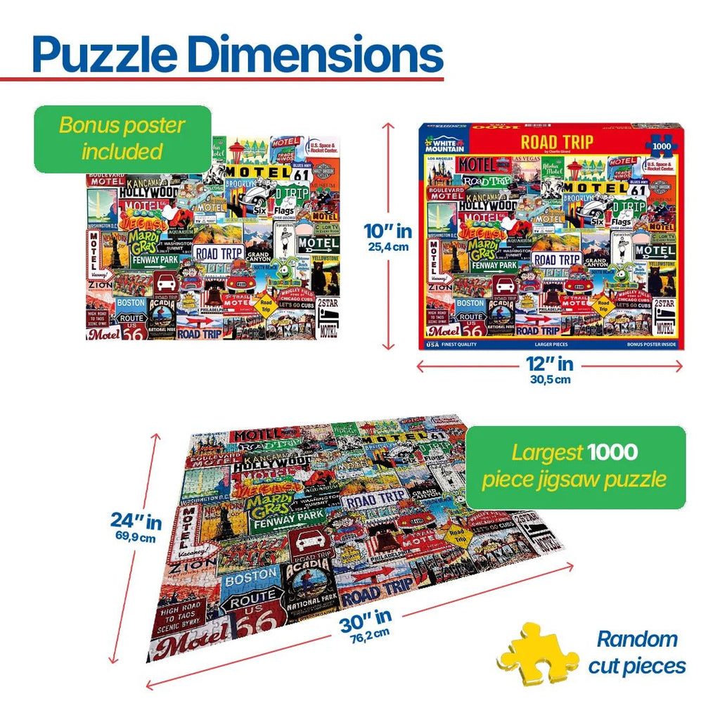 1000 Piece Jigsaw Puzzle - Road Trip – White Mountain Puzzles