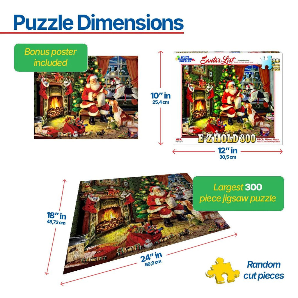 Santa's Christmas List - 300 Piece Jigsaw Puzzle – White Mountain Santa's Christmas List - 300 Piece Jigsaw Puzzle – White Mountain