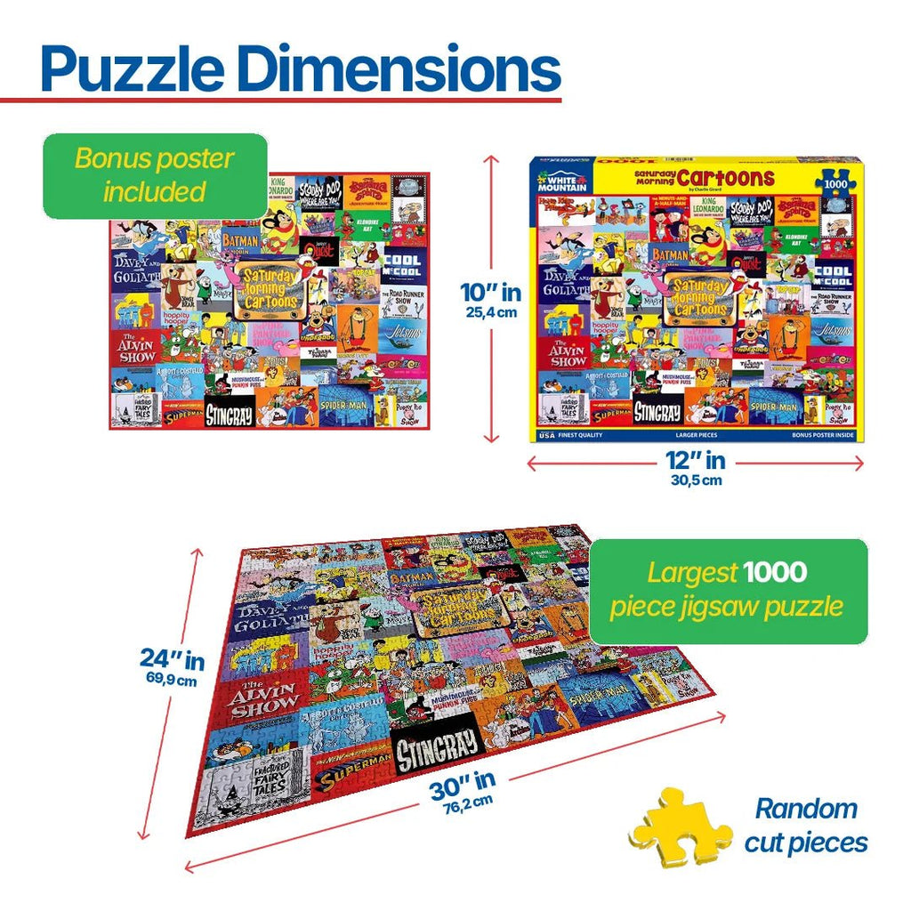 1000 Piece Jigsaw Puzzle - Saturday Morning Cartoons – White