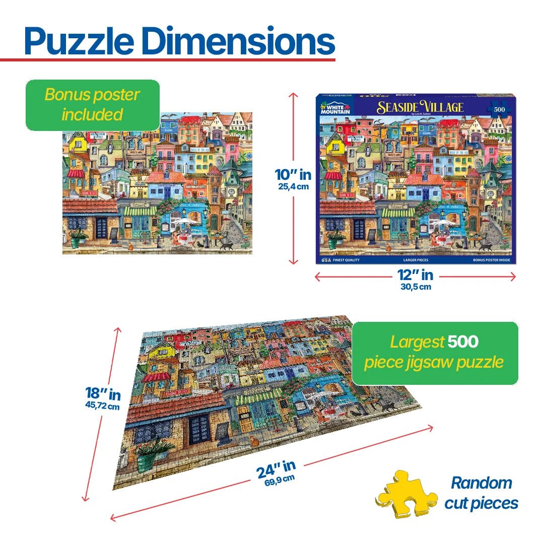 Seaside Village - 500 Piece Jigsaw Puzzle – White Mountain Puzzles