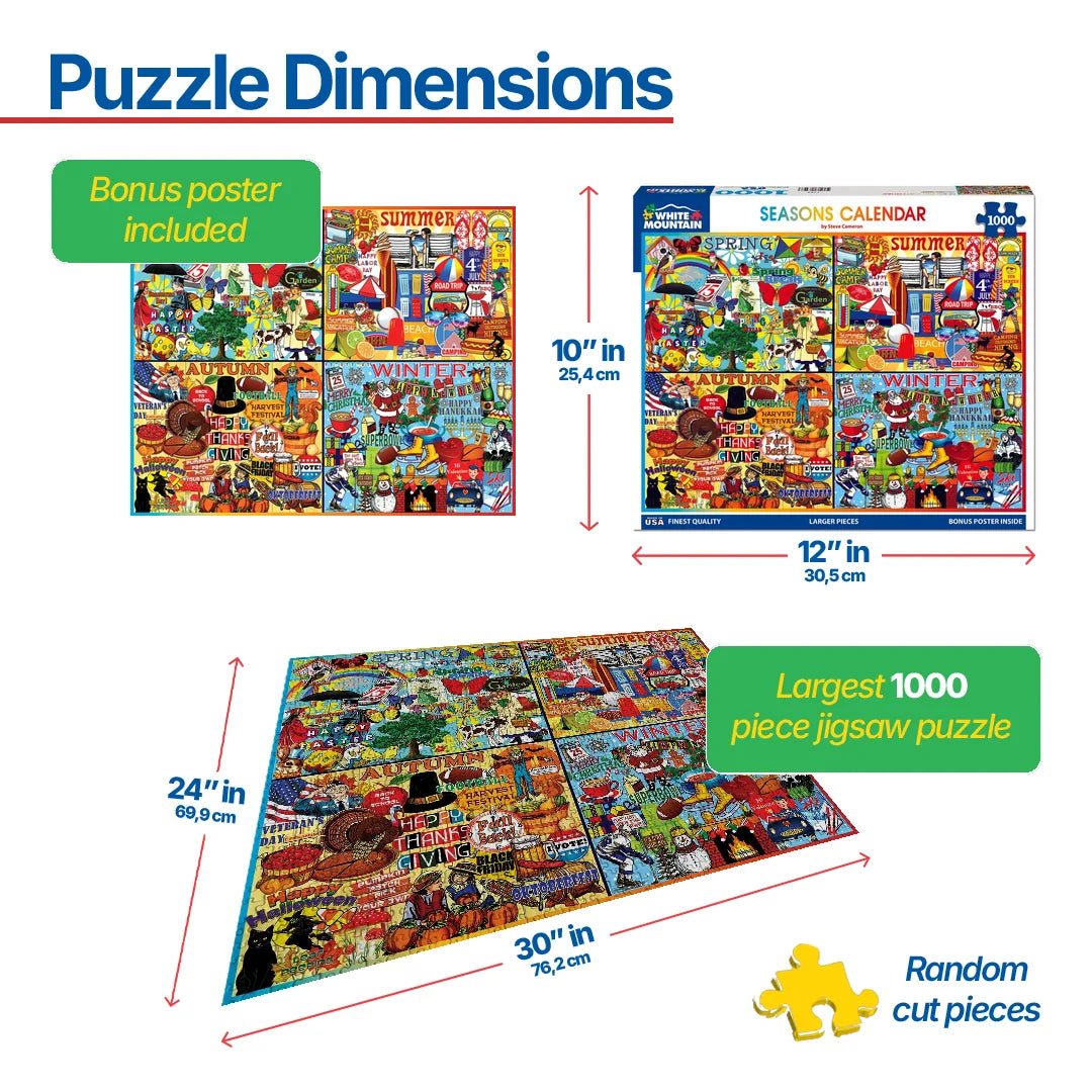 1000 Piece Jigsaw Puzzle - Seasons Calendar – White Mountain Puzzles