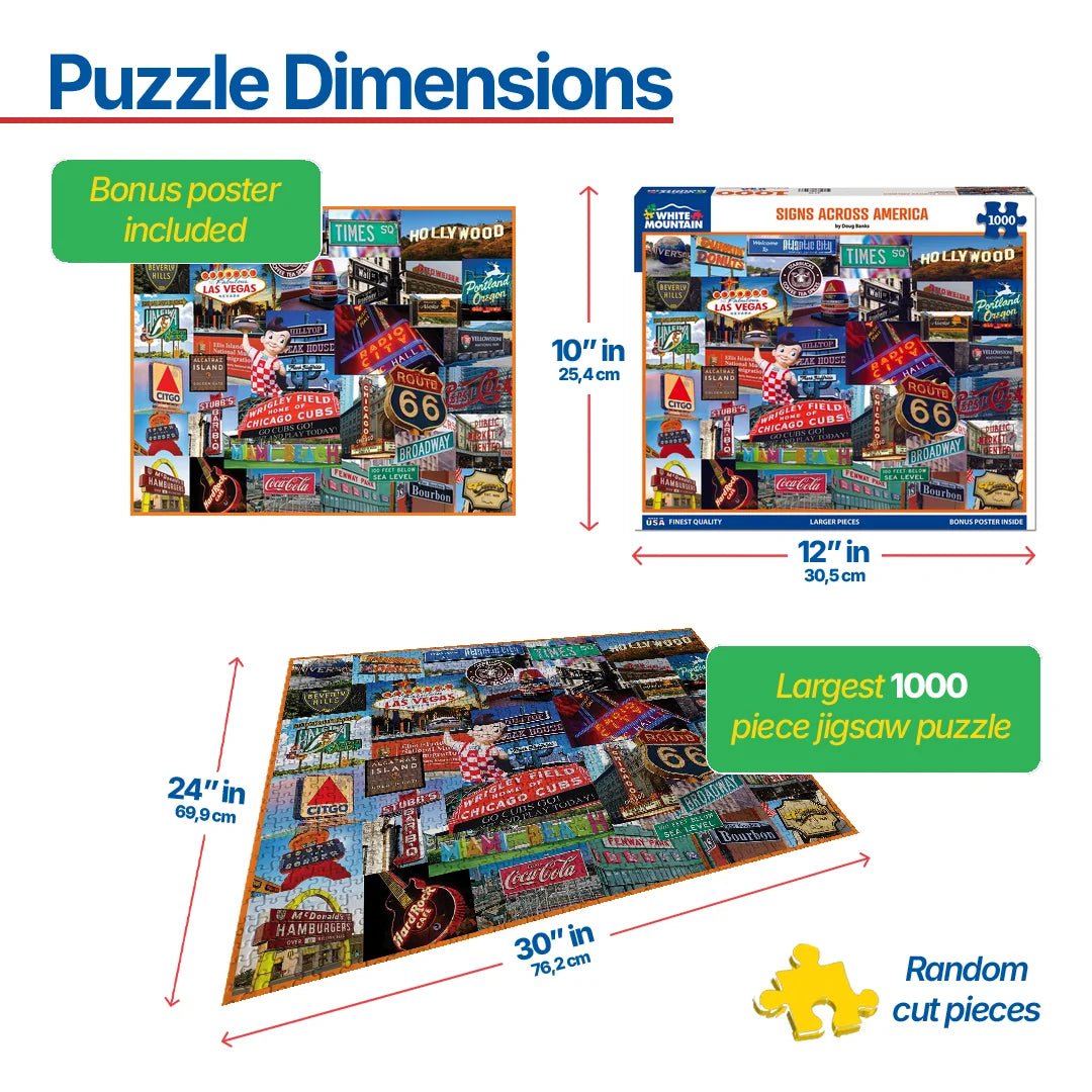 1000 Piece Jigsaw Puzzle - Signs Across America (2145pz) – White