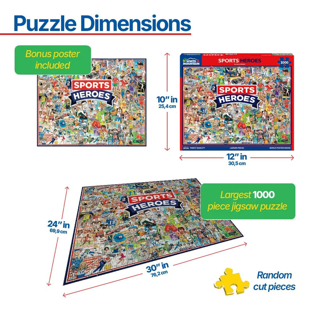 1000 Piece Jigsaw Puzzle - Sports Heroes – White Mountain Puzzles