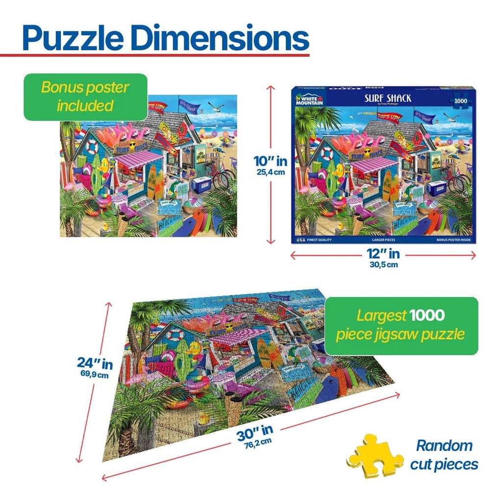 1000 Piece Jigsaw Puzzle - Surf Shack – White Mountain Puzzles