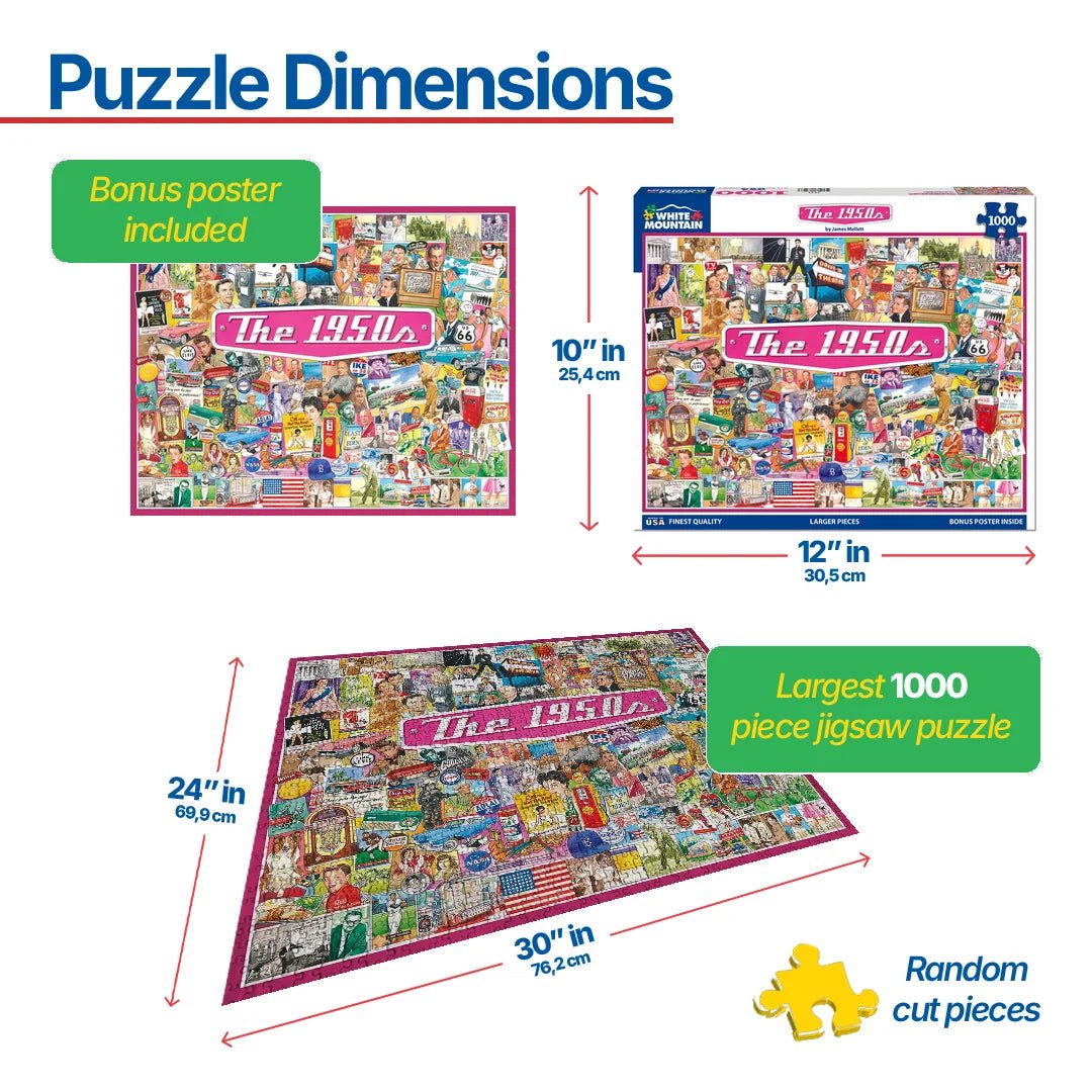 1000 Piece Jigsaw Puzzle - The 1950's – White Mountain Puzzles