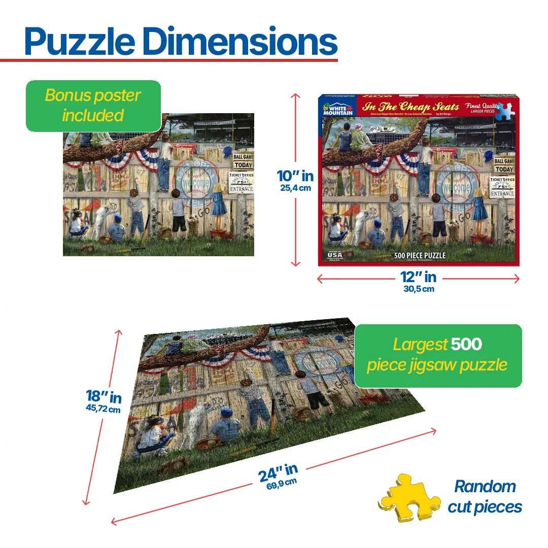The Cheap Seats - 500 Piece Jigsaw Puzzle – White Mountain Puzzles