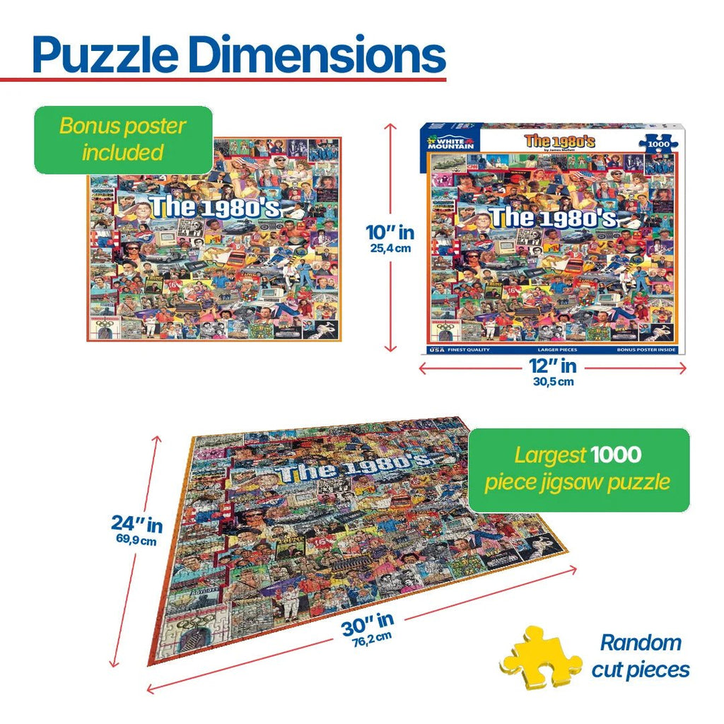 1000 Piece Jigsaw Puzzle - The Eighties – White Mountain Puzzles