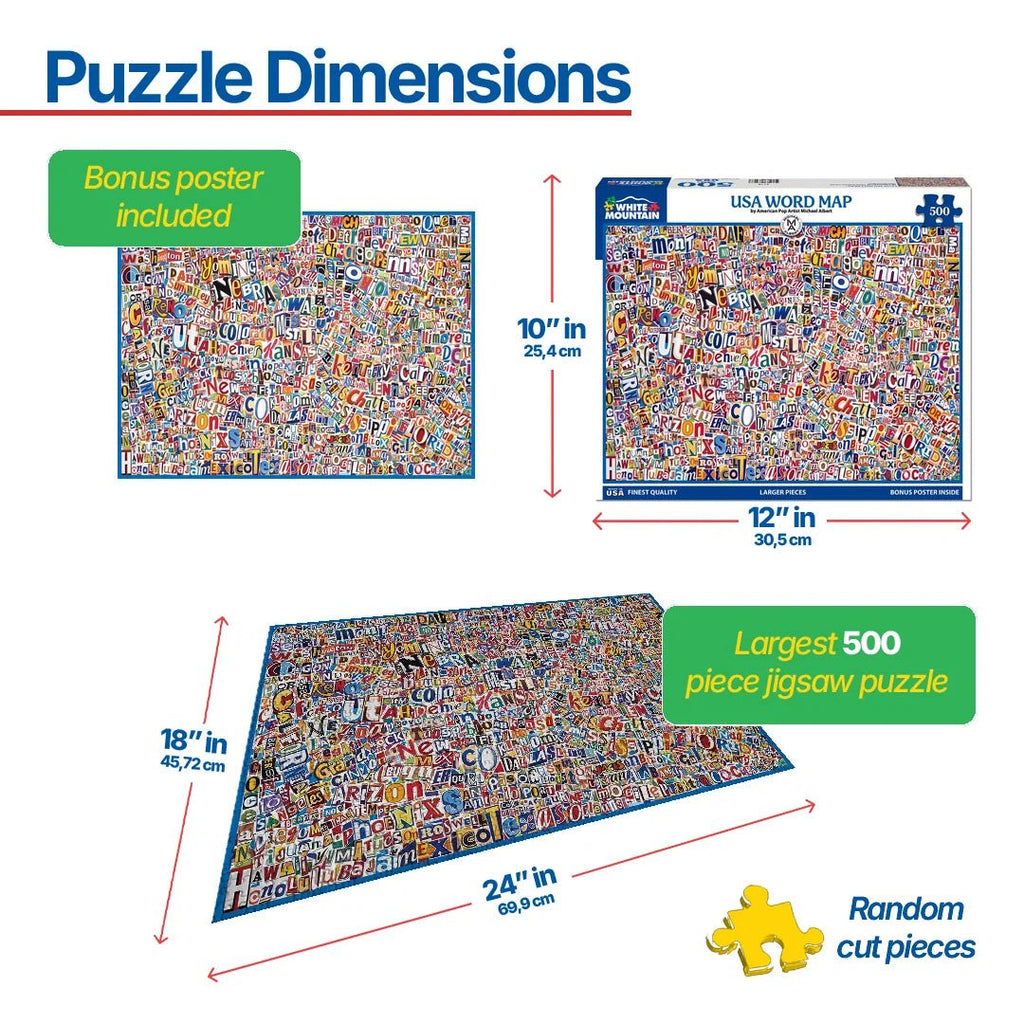 500 Piece Jigsaw Puzzle - USA Word Map (2175pz) – White Mountain