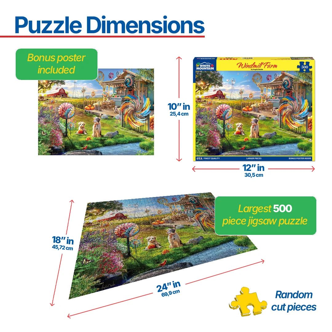 500 Piece Jigsaw Puzzle - Windmill Farm (1905pz) – White Mountain