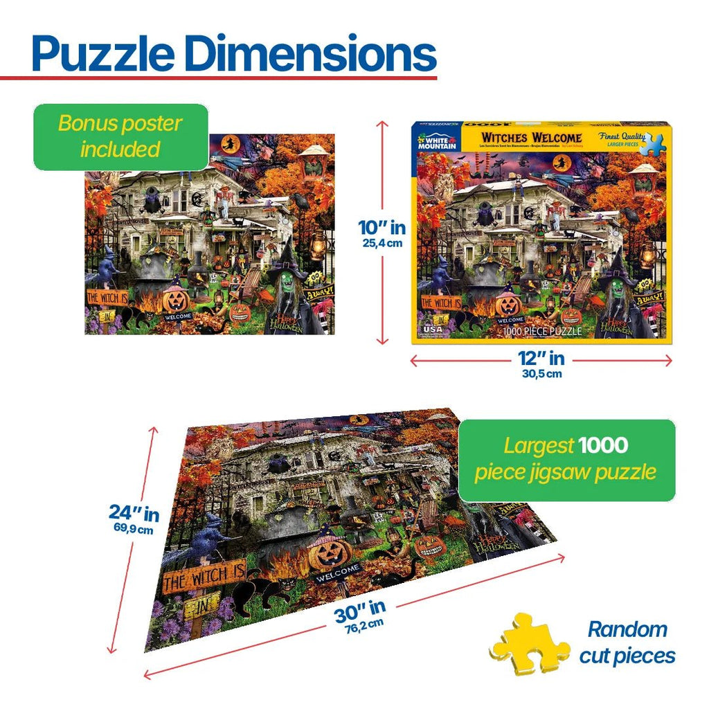 1000 Piece Jigsaw Puzzle - Witches Welcome – White Mountain Puzzles